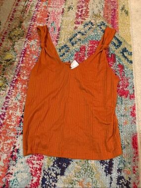 H&M Orange Ribbed Tank with Knotted Straps